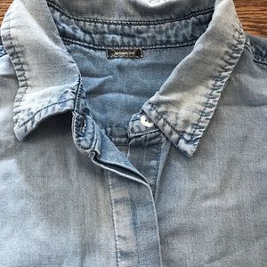 Monrow denim tencel button front romper size S